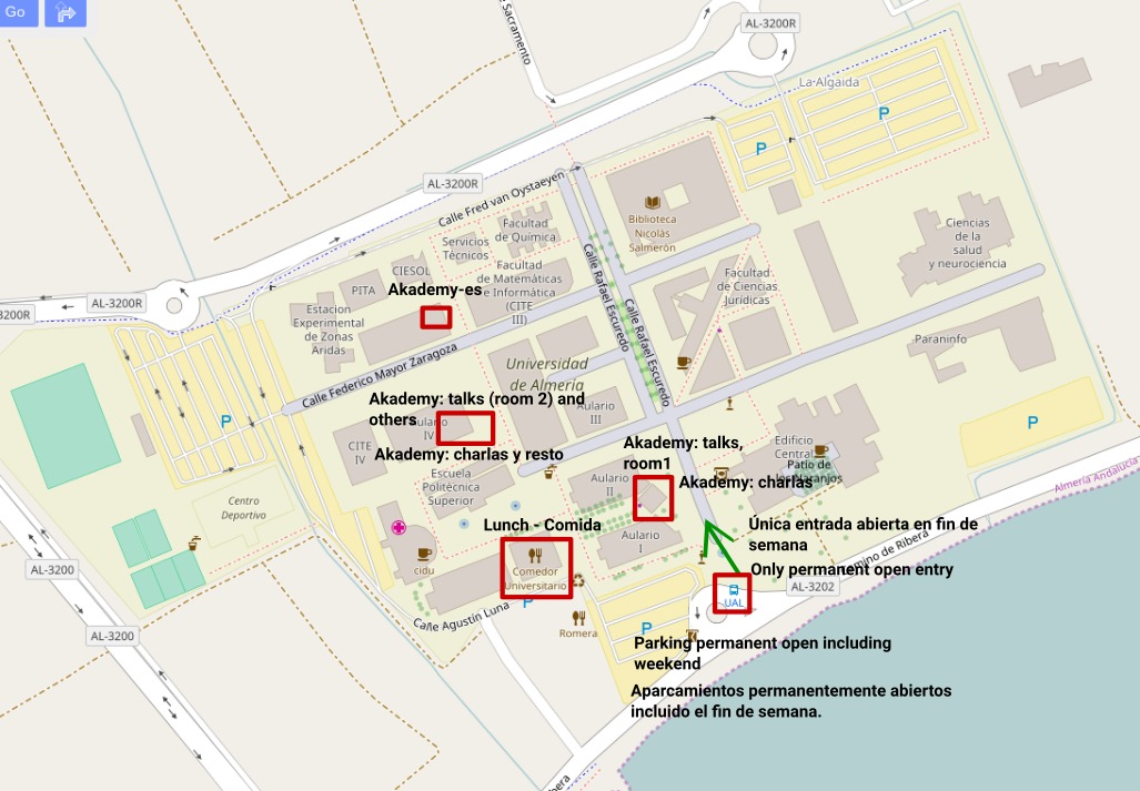 Map showing locations of the
events